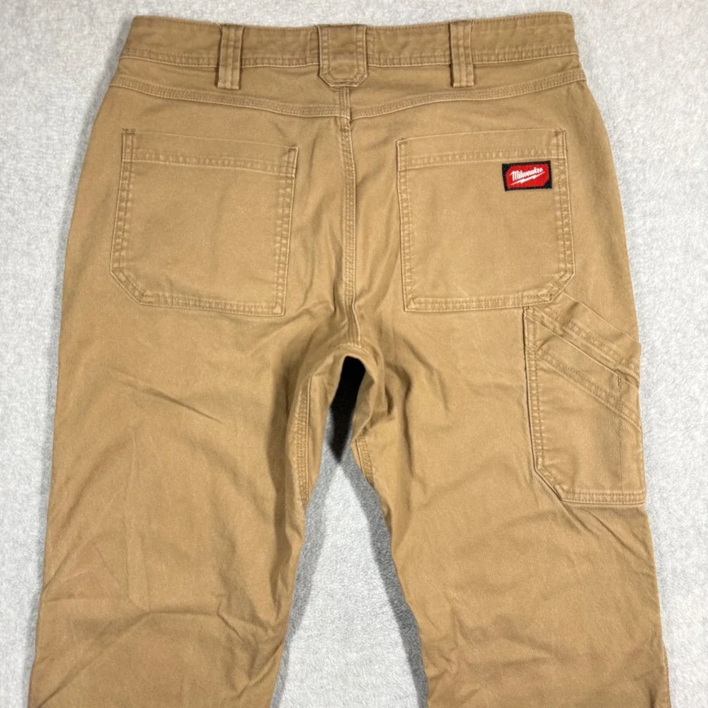 Milwaukee M650 Work Pant Mens 34x32 Brown Canvas Utility Carpenter Trousers